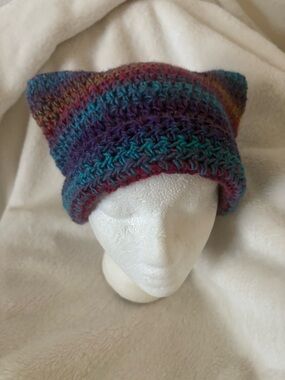 Hand Crafted Multicolor Crochet Beanie Hat - festivals!
